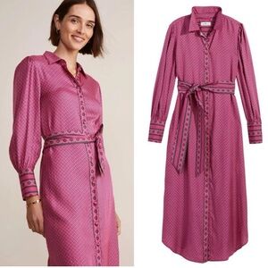 Vineyard Vines Silk Twill Midi Shirt Dress